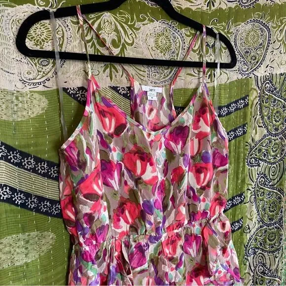 Bar III Pink Floral Strappy Silk Mini Dress Size Medium - Picture 6 of 12